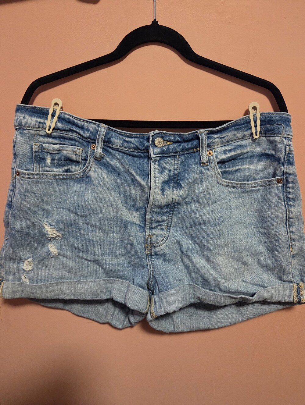 Light Blue High Rise Denim Roll-Cuff Shirts